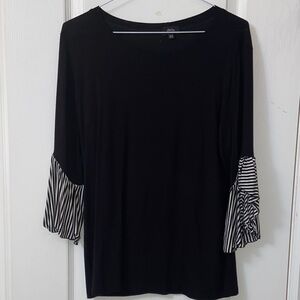 Storm Black Top with White Striped Sleeves